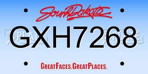 GXH7268 South Dakota License Plate
