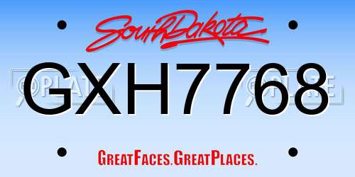 GXH7768 South Dakota License Plate