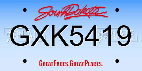GXK5419 South Dakota License Plate