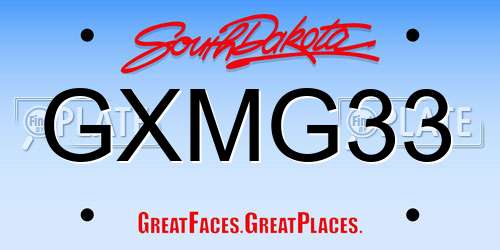 GXMG33 South Dakota License Plate