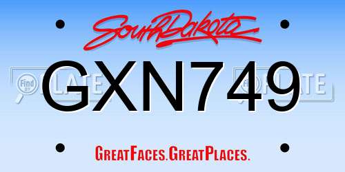 GXN749 South Dakota License Plate