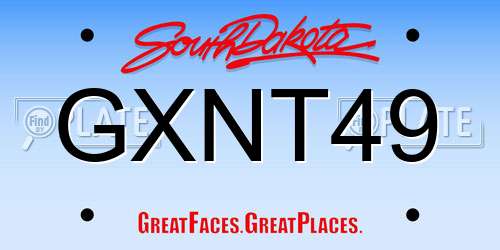 GXNT49 South Dakota License Plate