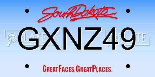 GXNZ49 South Dakota License Plate