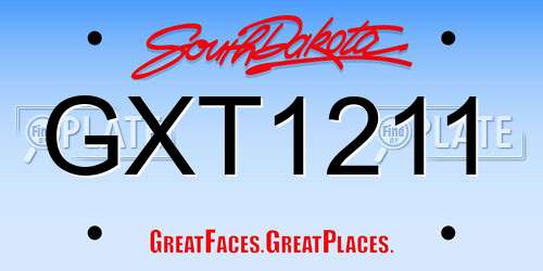 GXT1211 South Dakota License Plate