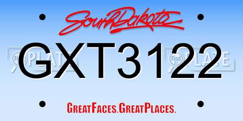 GXT3122 South Dakota License Plate