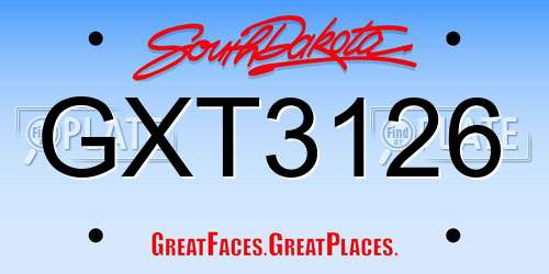 GXT3126 South Dakota License Plate