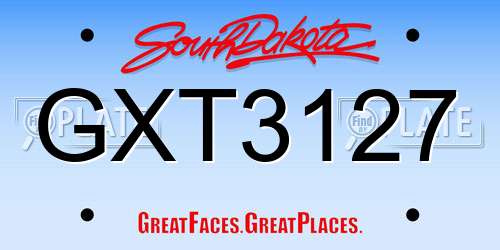 GXT3127 South Dakota License Plate