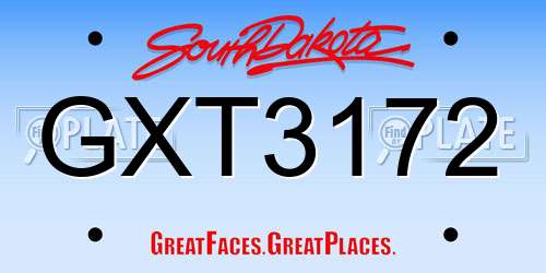GXT3172 South Dakota License Plate