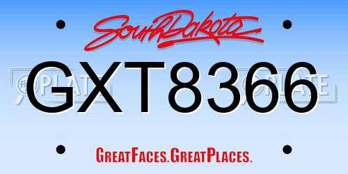 GXT8366 South Dakota License Plate