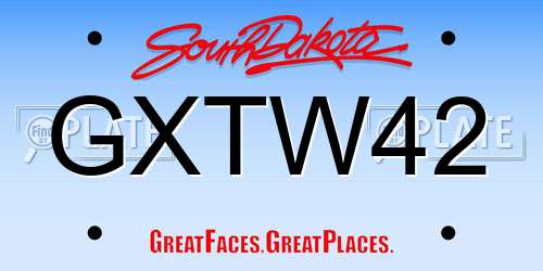GXTW42 South Dakota License Plate