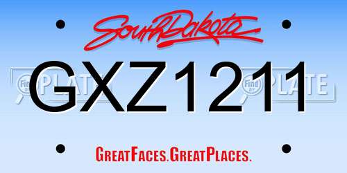 GXZ1211 South Dakota License Plate