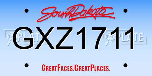 GXZ1711 South Dakota License Plate