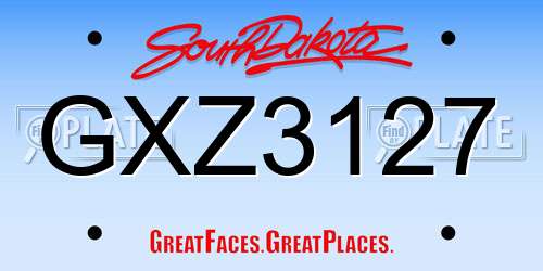GXZ3127 South Dakota License Plate