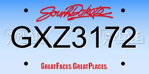 GXZ3172 South Dakota License Plate