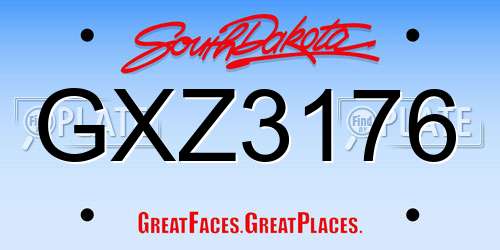 GXZ3176 South Dakota License Plate
