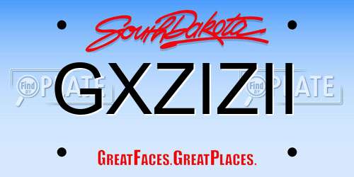 GXZIZII South Dakota License Plate