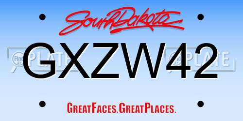 GXZW42 South Dakota License Plate