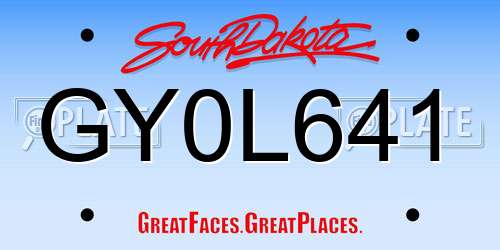 GY0L641 South Dakota License Plate