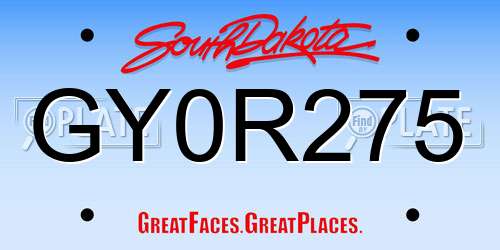 GY0R275 South Dakota License Plate