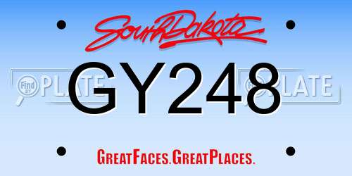 GY248 South Dakota License Plate