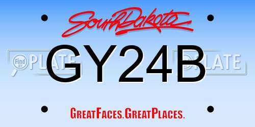 GY24B South Dakota License Plate