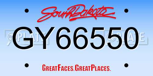 GY66550 South Dakota License Plate