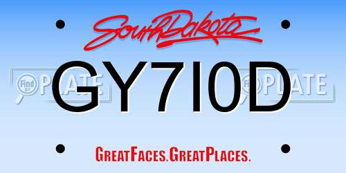 GY7I0D South Dakota License Plate