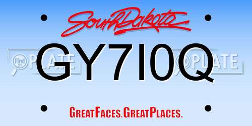 GY7I0Q South Dakota License Plate