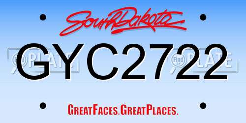 GYC2722 South Dakota License Plate