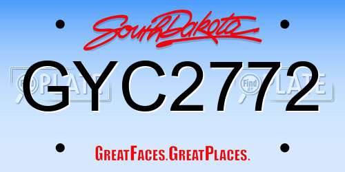 GYC2772 South Dakota License Plate