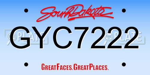 GYC7222 South Dakota License Plate