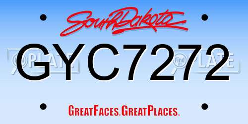 GYC7272 South Dakota License Plate