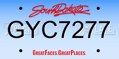 GYC7277 South Dakota License Plate