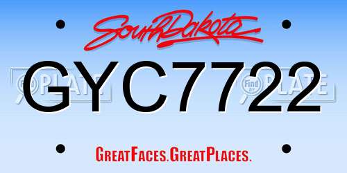 GYC7722 South Dakota License Plate