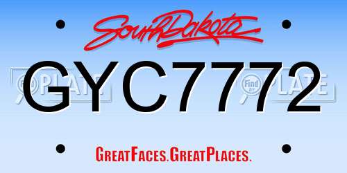 GYC7772 South Dakota License Plate