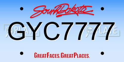 GYC7777 South Dakota License Plate