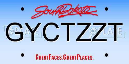 GYCTZZT South Dakota License Plate