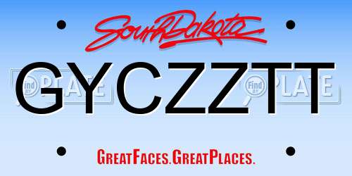 GYCZZTT South Dakota License Plate