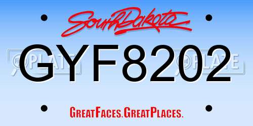 GYF8202 South Dakota License Plate