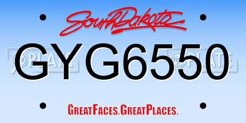 GYG6550 South Dakota License Plate
