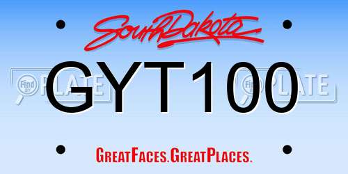 GYT100 South Dakota License Plate