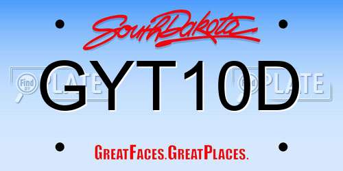 GYT10D South Dakota License Plate
