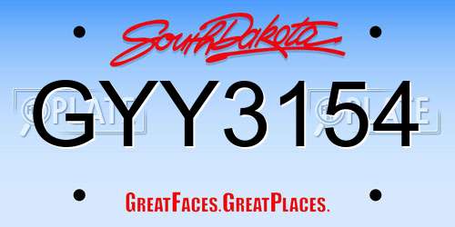 GYY3154 South Dakota License Plate
