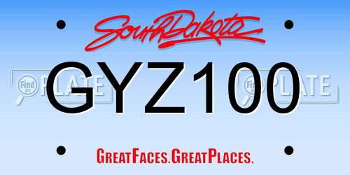 GYZ100 South Dakota License Plate