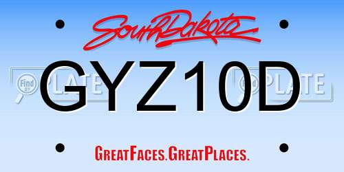 GYZ10D South Dakota License Plate