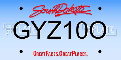 GYZ10O South Dakota License Plate