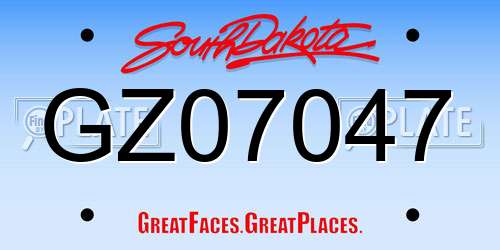 GZ07047 South Dakota License Plate