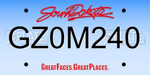 GZ0M240 South Dakota License Plate