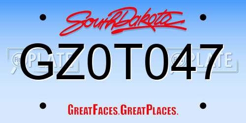 GZ0T047 South Dakota License Plate