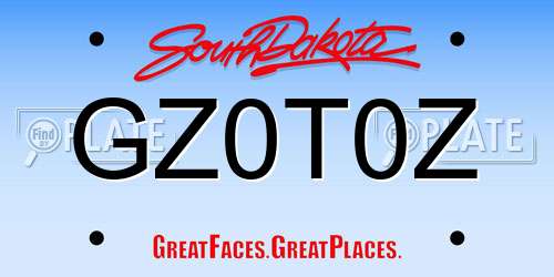 GZ0T0Z South Dakota License Plate